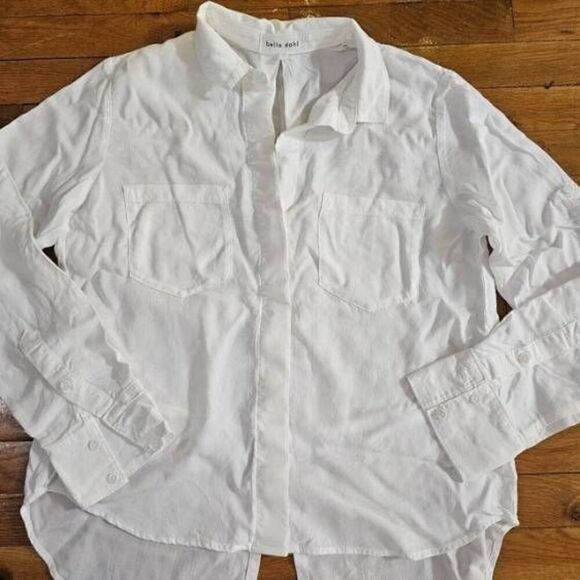 Bella Dahl Women's White Shirt Size Medium Button Up Long Sleeve Top - Picture 2 of 8
